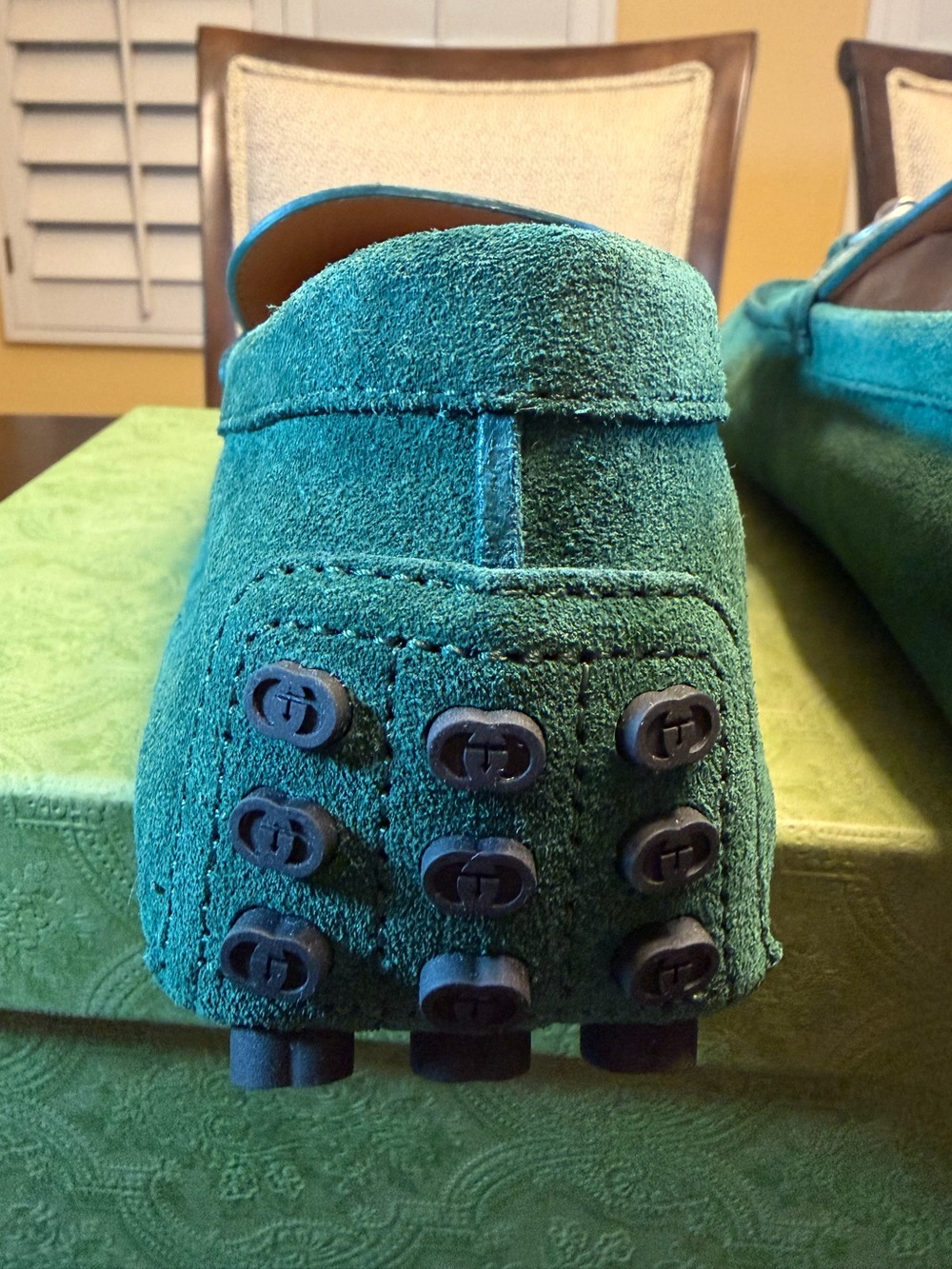New Gucci Horsebit Suede Loafers Drivers Slip On Shoes Green UK 12 / US 12.5 - Picture 10 of 16